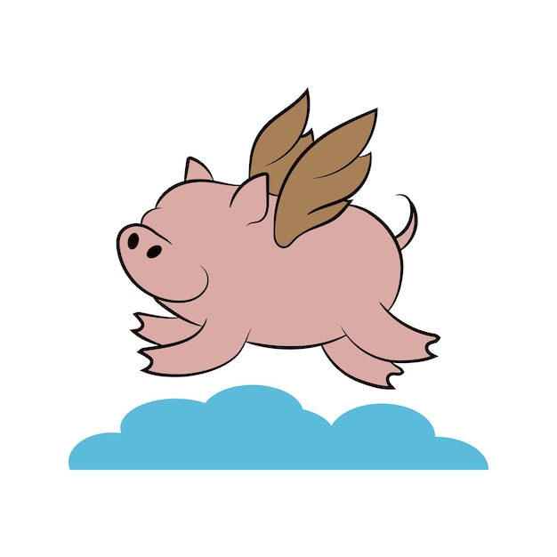 Vector illustration of a flying pig