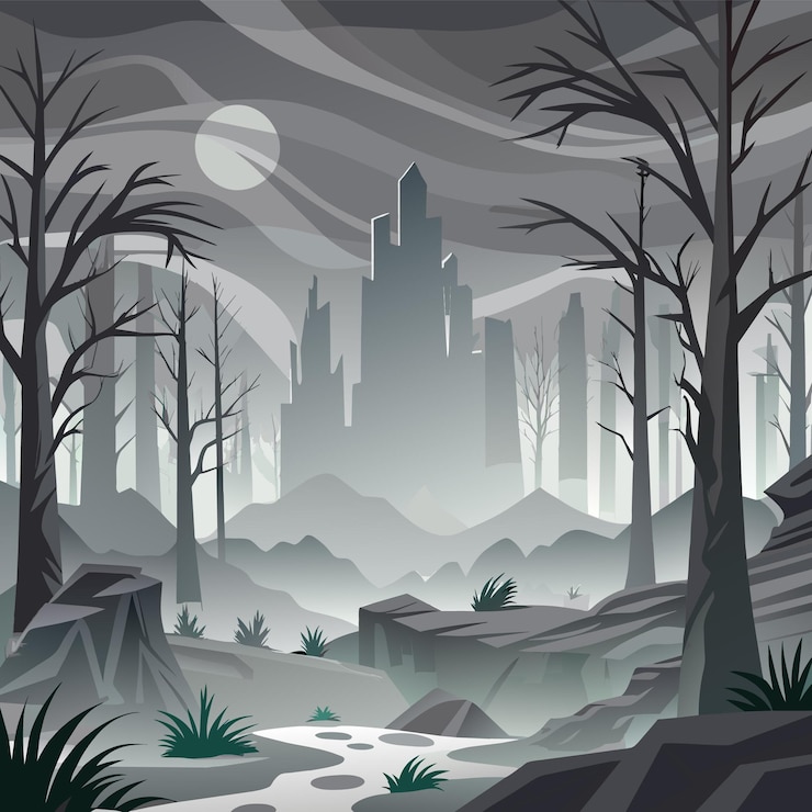 Vector illustration of foggy landscape