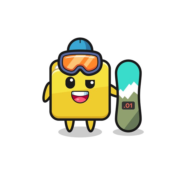 Illustration of folder character with snowboarding style , cute style design for t shirt, sticker, logo element