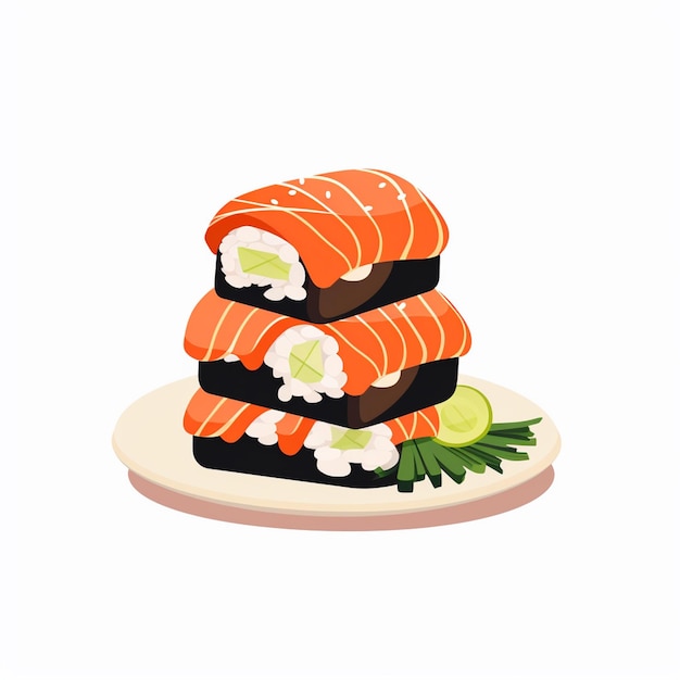 Illustrazione cibo frutti di mare sushi vettore riso menu di pesce giapponese ristorante salmone asiatico c