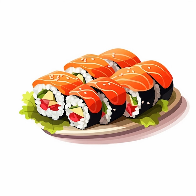 illustration food seafood sushi vector rice japanese fish menu restaurant salmon asian c