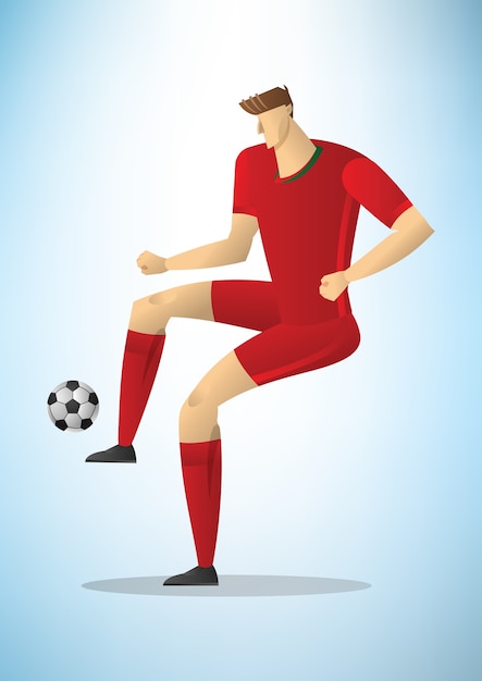 Illustration of football player action kicking the ball.