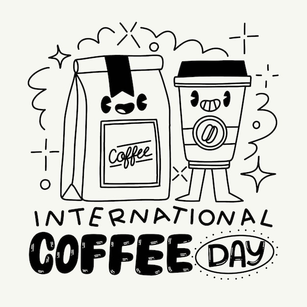 Вектор Иллюстрация к празднованию международного дня кофе