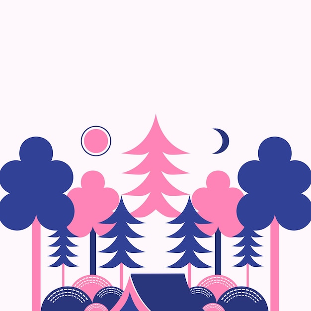 Illustration in the forest camping