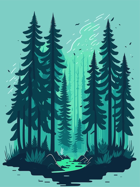 Vector illustration forest use for print on tshirt