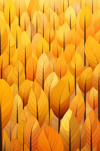 An illustration of a forest with many yellow leaves