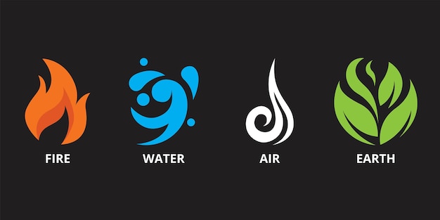 Vector illustration of four element fire water air earth