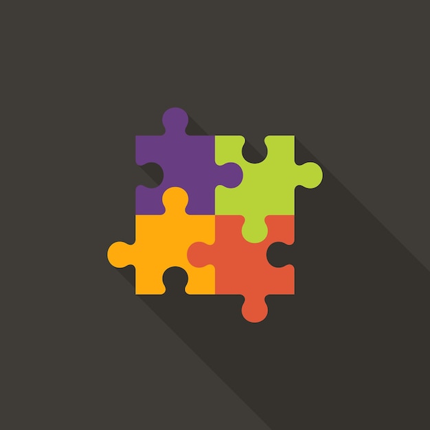 Vector illustration of four puzzle flat icon