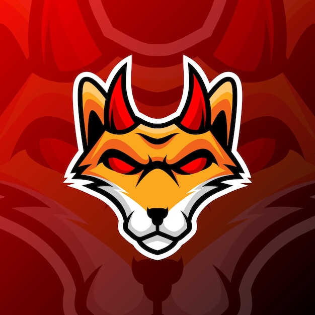 Vector illustration of a fox devil in esport logo style