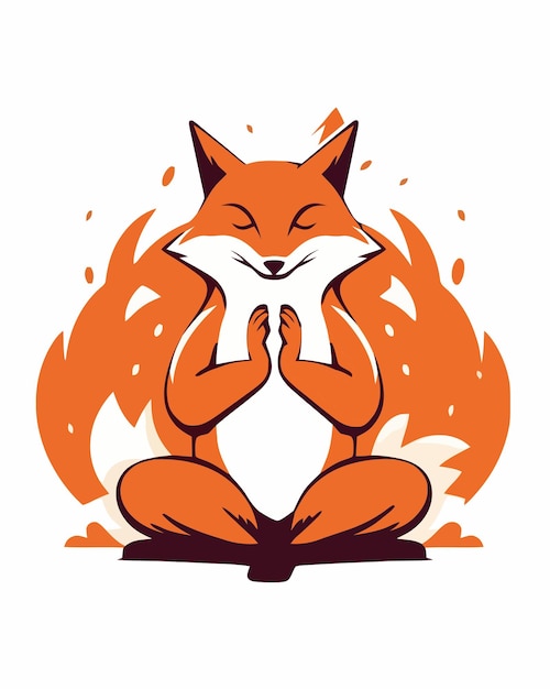 Illustration of a fox meditating in a fire