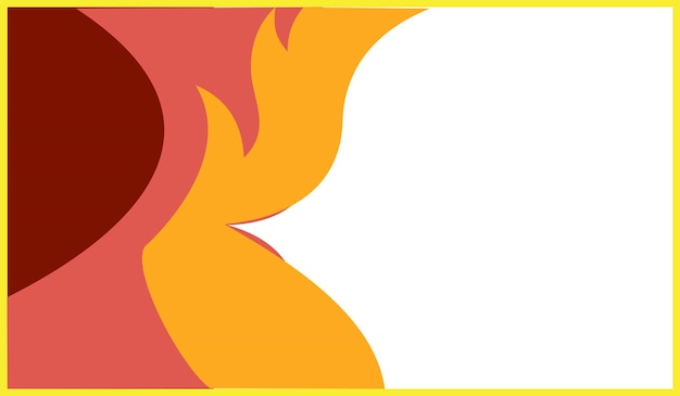 Vector illustration of a frame with a fire in a red and orange illustration background involving fire