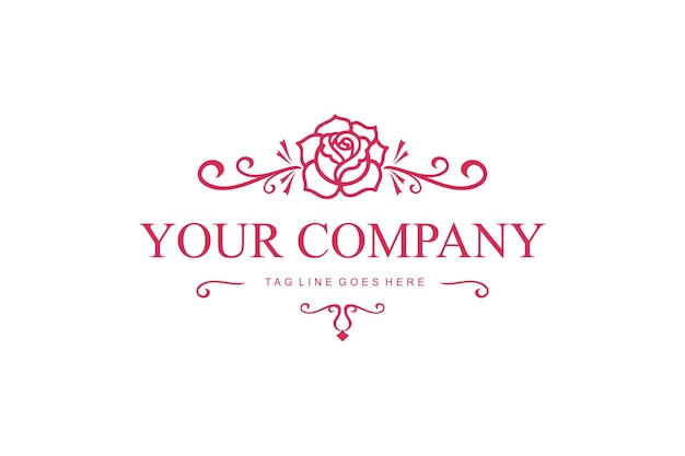 化粧品や美容会社のロゴ デザインのバラのイラスト フレームワーク。