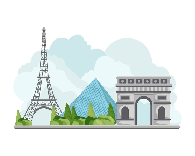 イラストフランス旅行のランドマーク
