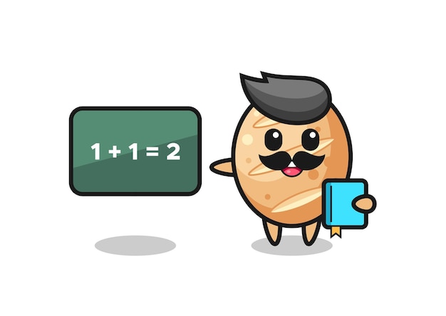 Illustration of french bread character as a teacher  cute design