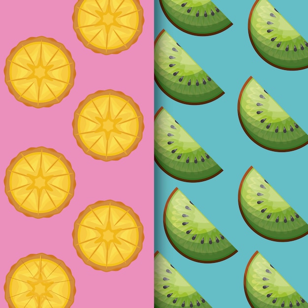 Illustrazione di arance fresche e kiwi