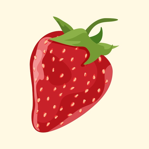 鮮やかなストロベリーフルーツのイラスト 明るい背景のフラットベクトルイラスト