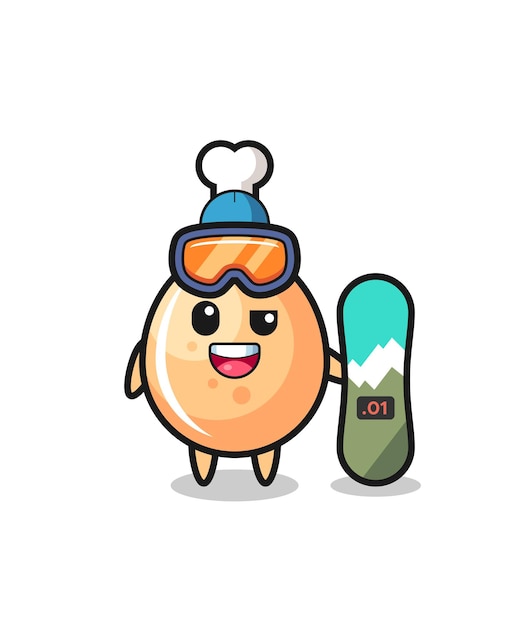 Illustration of fried chicken character with snowboarding style