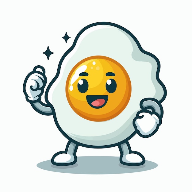 Vector illustration of an fried egg cartoon character mascot giving a thumbs up