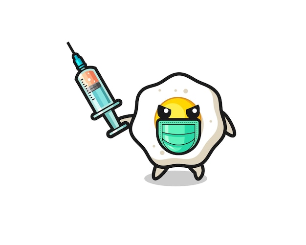 Vector illustration of the fried egg to fight the virus