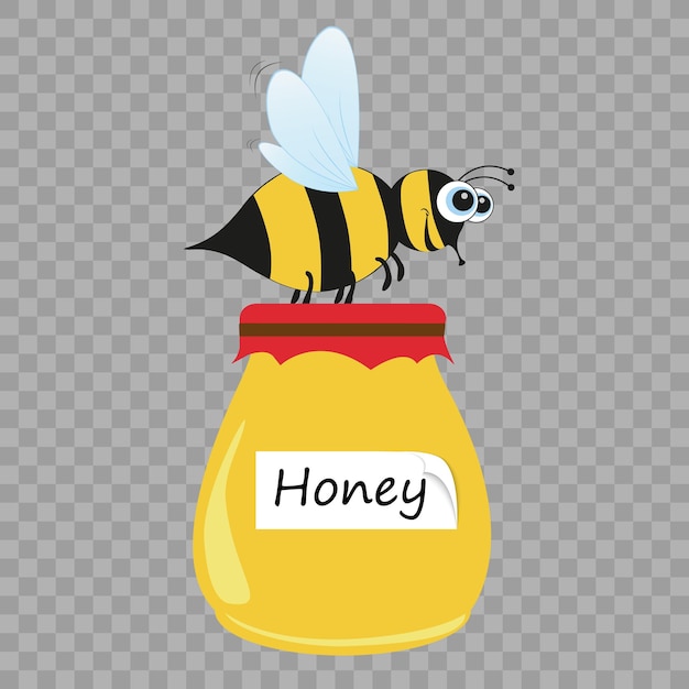 Illustration of a Friendly Cute Bee Flying and Smiling