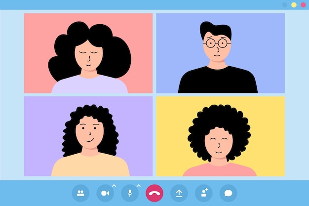 Vector illustration of friendly video call conversations