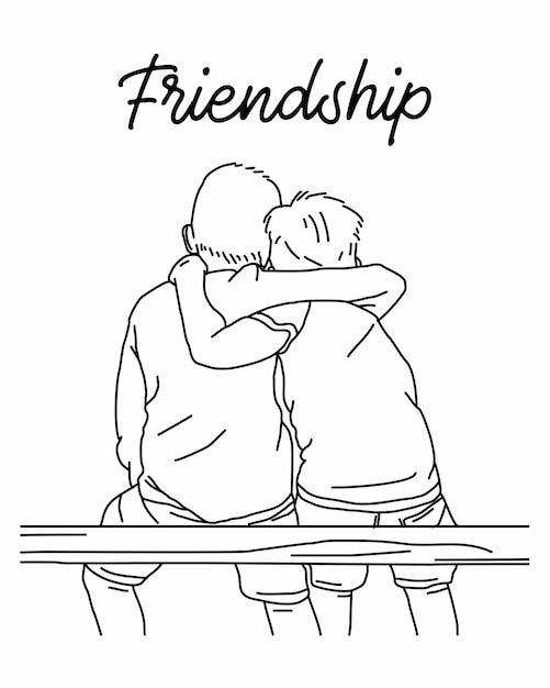 illustration of friendship 2 people hugging