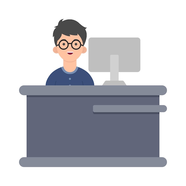 Vector illustration of front desk