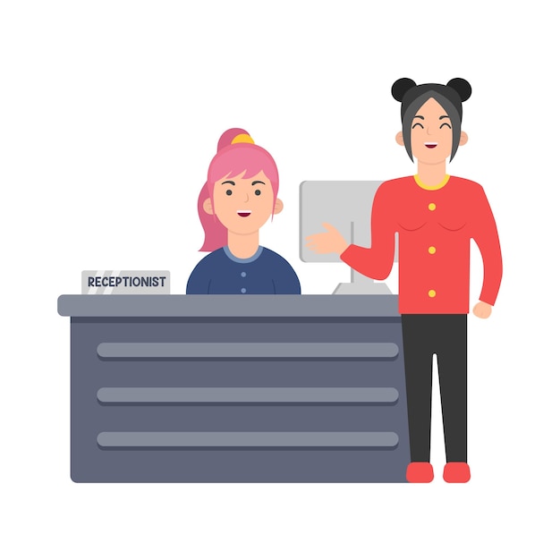 Vector illustration of front desk