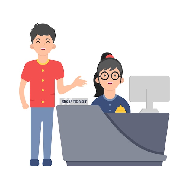 Vector illustration of front desk