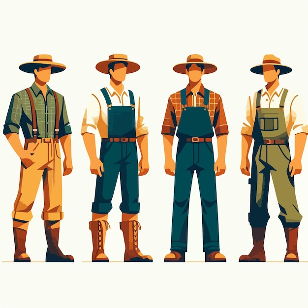 Vector illustration of a full body farmer set with a flat design style