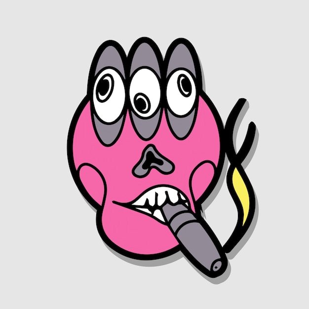 Illustration of funny abstract comic icon with various emotion