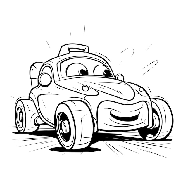 Vector illustration of a funny cartoon car on a white background vector illustration