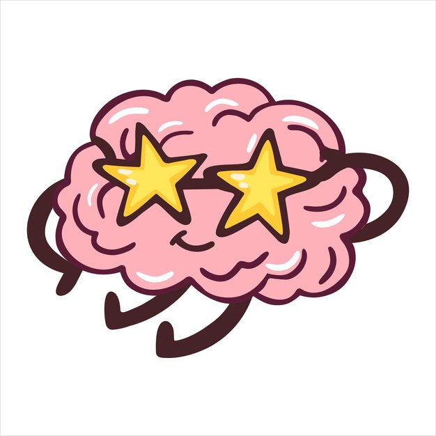 Vector illustration of funny character cartoon brain chilling