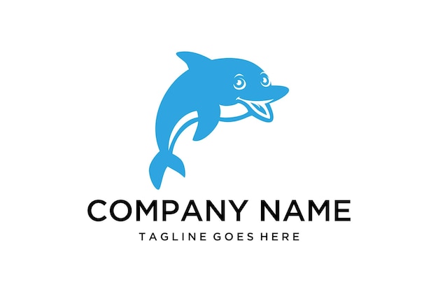 Illustration funny and cheerful dolphin animal for the children logo design