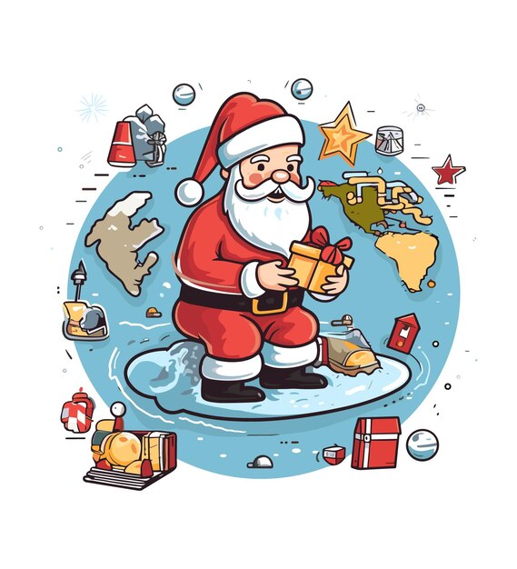 Vector illustration of a funny christmas santa claus