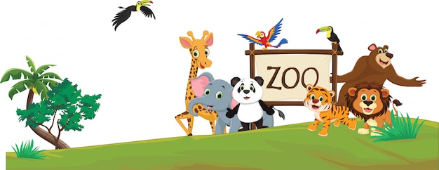 Illustration of funny zoo animal cartoon