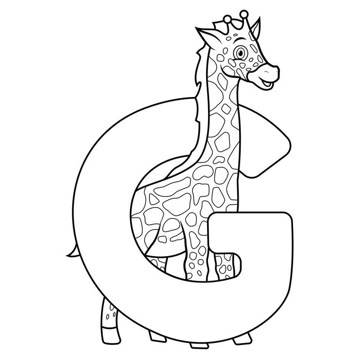 Illustration of G letter for Giraffe