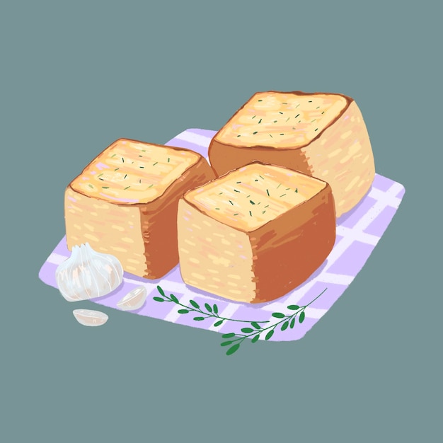 Illustrazione del pane all'aglio