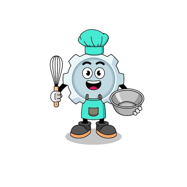 Illustration of gear as a bakery chef