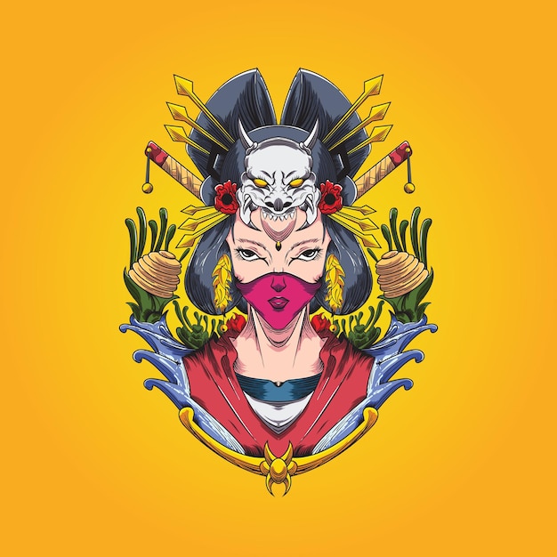 Illustration Geisha vector type for merchandise tshirt and branding