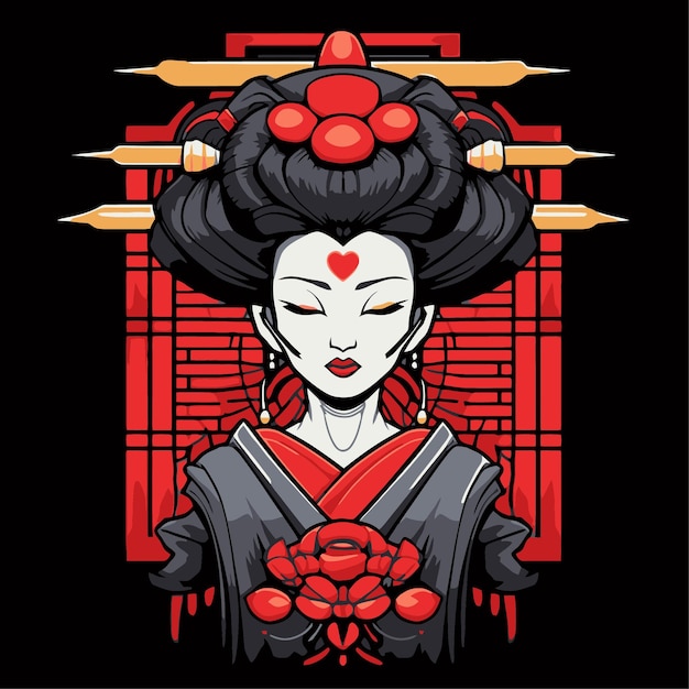 Vector illustration of a geisha