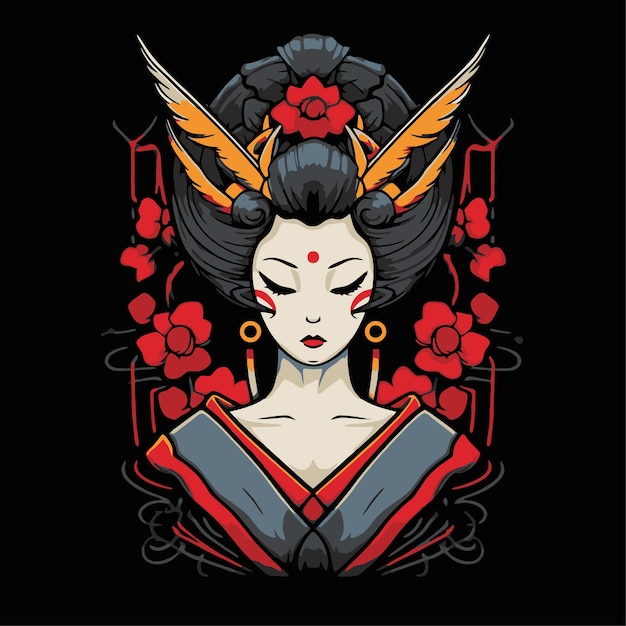 Vector illustration of a geisha
