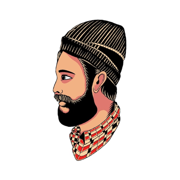 Illustration of a gentleman wearing a traditional beanie tattoo