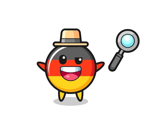 Illustration of the germany flag badge mascot as a detective who manages to solve a case