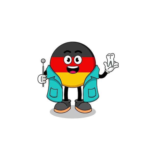 Illustration of germany flag mascot as a dentist character design