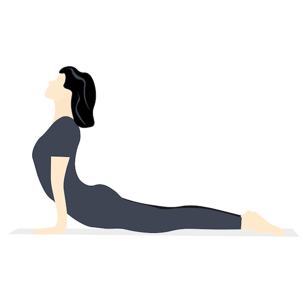 Illustration of a girl in black doing yoga