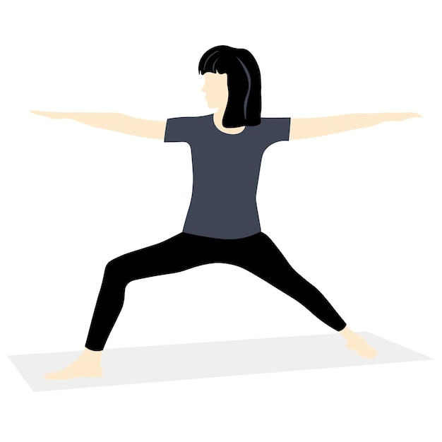 Illustration of a girl in black doing yoga