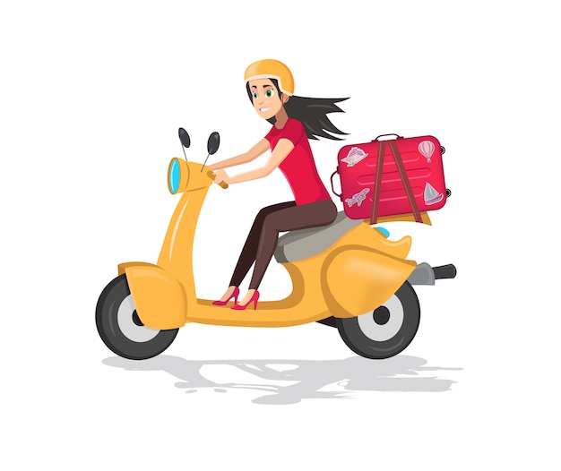 Premium Vector, Delivery man riding red scooter illustration