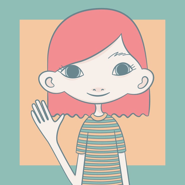 Vector an illustration of a girl waving