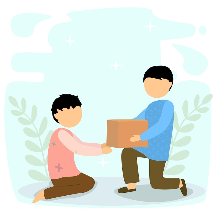 Vector 가난한 사람들에게 기부하는 그림